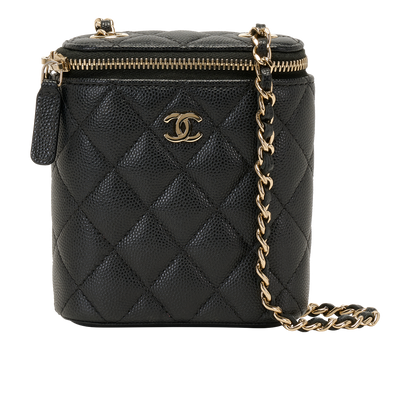 Chanel Vertical Mini Vanity, &pound;2,300, Handbags, Black, Caviar Leather, Front view